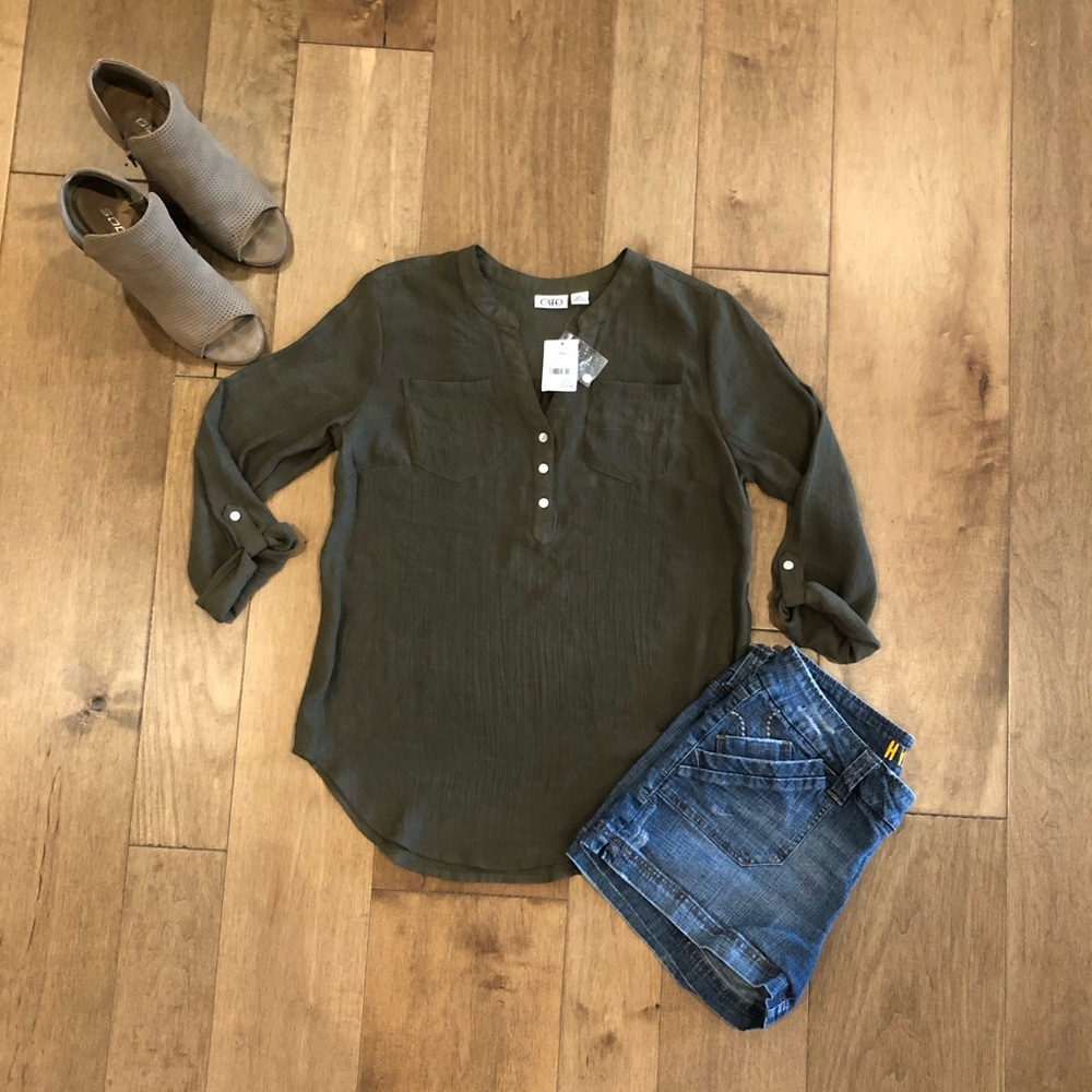 Cato olive green 3/4 length sleeve.  NWT.  Size S